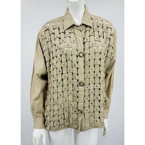 Yak Magik Shirt Jacket Womens Medium Cotton Woven Lattice Nepal
